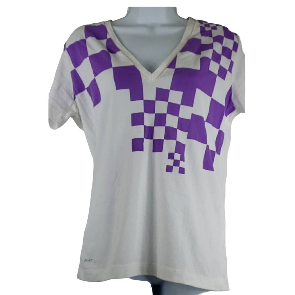 Nike Dri-Fit Purple/White Block Running Short Sleeve T-Shirt Large